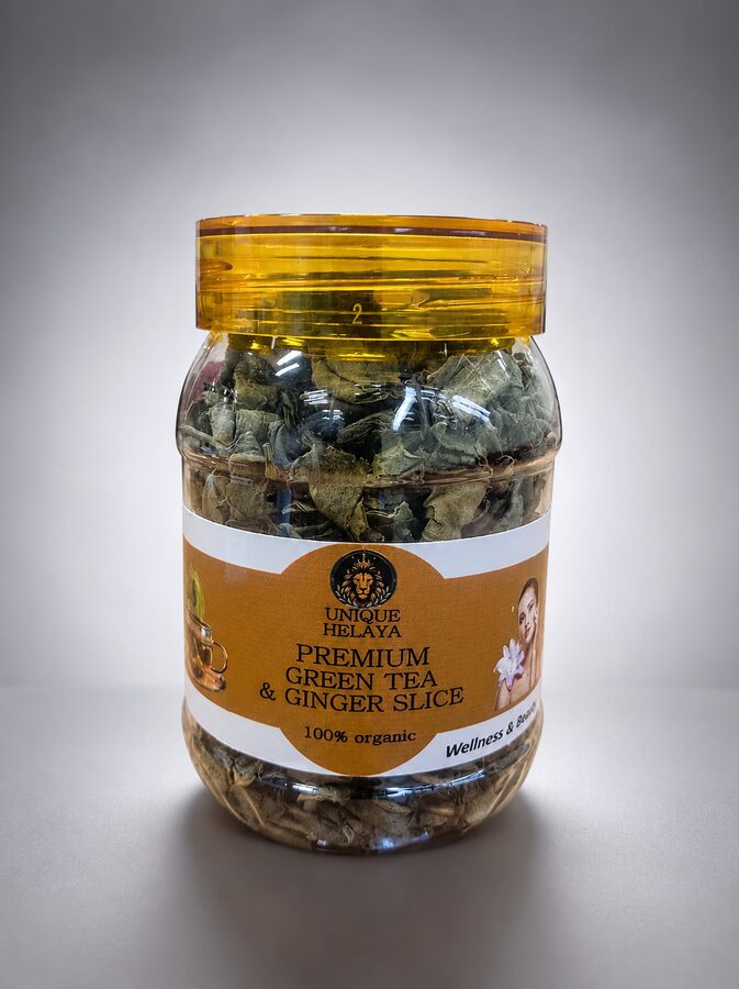 Premium Green Tea and Ginger Slice jar by Unique Helaya